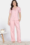 Zivame Sugar Stripes Woven Pyjama Set - Coral Blush — thumbnail 2